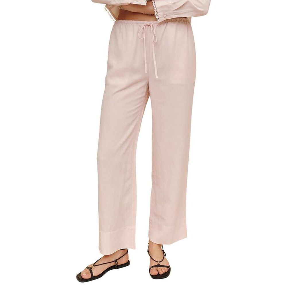 Bella Dahl Womens  Wide Hem Drawstring Linen-Blend Pant, Pink